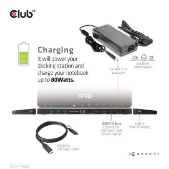 Club3D Priključna postaja USB-C 12v1, 1xDP, 2xHDMI, 1xUSB-C, 5xUSB, 1xRJ45, 1x3,5 mm, bralnik kartic SD, črna Club3D Priključna postaja USB-C 12v1, 1xDP, 2xHDMI, 1xUSB-C, 5xUSB, 1xRJ45, 1x3,5 mm, bralnik kartic SD, črna