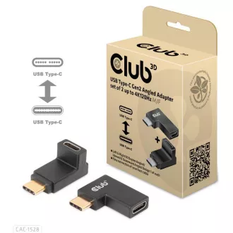 Club3D USB-C Gen2 kotni adapter v kompletu 2, 4K120Hz, 240W, (M/F)