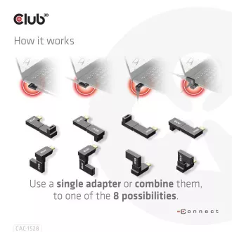 Club3D USB-C Gen2 kotni adapter v kompletu 2, 4K120Hz, 240W, (M/F)