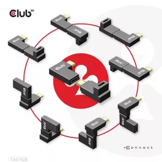 Club3D USB-C Gen2 kotni adapter v kompletu 2, 4K120Hz, 240W, (M/F)