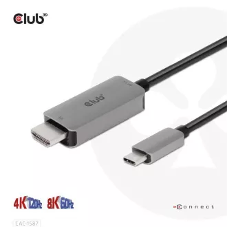 Club3D Kabel USB-C do HDMI, 4K120Hz 8K60Hz HDR10 z DSC1.2, aktivni kabel, M/M, 3 m
