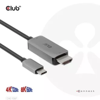 Club3D Kabel USB-C do HDMI, 4K120Hz 8K60Hz HDR10 z DSC1.2, aktivni kabel, M/M, 3 m
