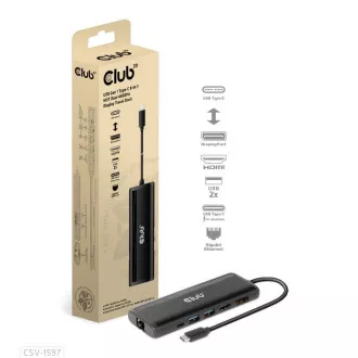 Club 3D Priključna postaja USB-C 8v1, 1xDP, 1xHDMI, 1xUSB-C PD100W, 2xUSB, bralnik kartic SD, siva