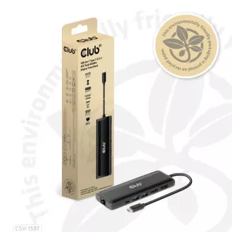Club 3D Priključna postaja USB-C 8v1, 1xDP, 1xHDMI, 1xUSB-C PD100W, 2xUSB, bralnik kartic SD, siva