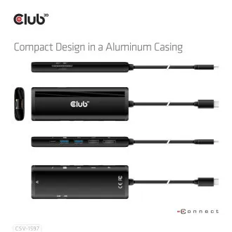 Club 3D Priključna postaja USB-C 8v1, 1xDP, 1xHDMI, 1xUSB-C PD100W, 2xUSB, bralnik kartic SD, siva Club 3D Priključna postaja USB-C 8v1, 1xDP, 1xHDMI, 1xUSB-C PD100W, 2xUSB, bralnik kartic SD, siva