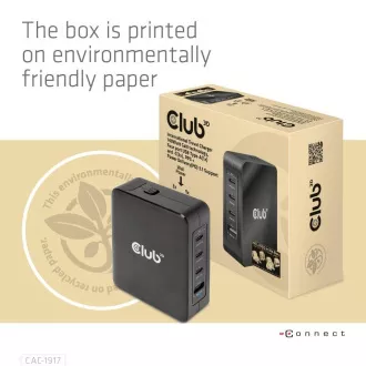 Club3D potovalni polnilec 140W GaN tehnologija, 3xUSB-C, 1xUSB-A, podpora PPS   PD 3.1