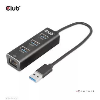 Club3D Hub, USB-A 3.2 Gen1 do 3x USB 3.1, gigabitni ethernet