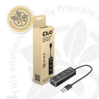 Club3D Hub, USB-A 3.2 Gen1 do 3x USB 3.1, gigabitni ethernet