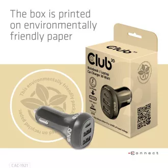 Club3D Avtomobilski polnilnik za prenosne računalnike 36 W, 3 vrata (2xUSB-A   USB-C)