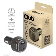 Club3D Avtomobilski polnilnik za prenosne računalnike 63 W, 2 vhoda (USB-A   USB-C)