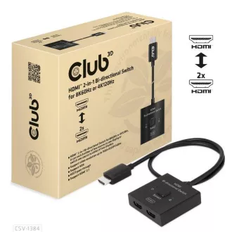 Club3D stikalo, HDMI na 2xHDMI, obojestransko 2v1, 8K60Hz, 4K120Hz