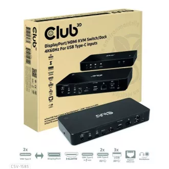 Club3D Priključna postaja USB-C 10v1, 1xDP, 1xHDMI, 3xUSB-C, 3xUSB, 1xRJ45, 1x3,5 mm, črna