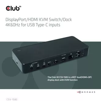 Club3D Priključna postaja USB-C 10v1, 1xDP, 1xHDMI, 3xUSB-C, 3xUSB, 1xRJ45, 1x3,5 mm, črna