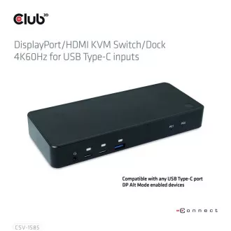 Club3D Priključna postaja USB-C 10v1, 1xDP, 1xHDMI, 3xUSB-C, 3xUSB, 1xRJ45, 1x3,5 mm, črna