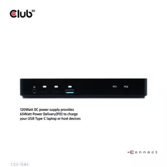 Club3D Priključna postaja USB-C 10v1, 1xDP, 1xHDMI, 3xUSB-C, 3xUSB, 1xRJ45, 1x3,5 mm, črna