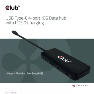 Club3D vozlišče 1xUSB-C do 4xUSB-C, 10Gbps, PD 3.0
