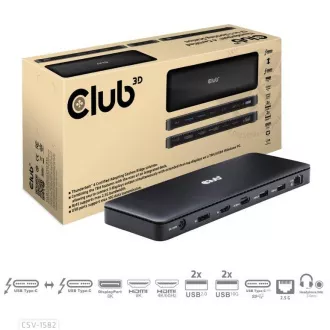 Club3D Priključna postaja USB-C 12v1, 1xDP, 1xHDMI, 2xUSB-C, 4xUSB, 1xRJ45, črna