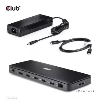 Club3D Priključna postaja USB-C 12v1, 1xDP, 1xHDMI, 2xUSB-C, 4xUSB, 1xRJ45, črna