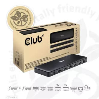 Club3D Priključna postaja USB-C 12v1, 1xDP, 1xHDMI, 2xUSB-C, 4xUSB, 1xRJ45, črna
