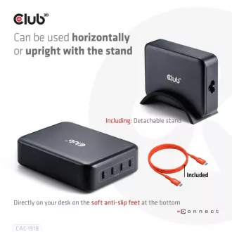 Club3D Potovalni polnilec 240W, tehnologija GaN, 4xUSB-C, podpora PPS   PD 3.1