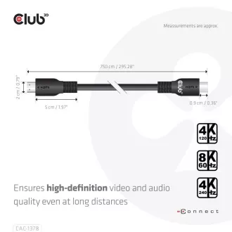 Club3D kabel HDMI, Ultra Fast HDMI™ Certified Cable, 4K120Hz/ 8K60Hz, 7,5 m