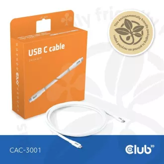 Club3D kabel USB-C 4.0, 20 Gb/s, 4K60Hz, PD 240W, 2 m, bel