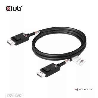Club3D DisplayPort 2.1 do DisplayPort 2.1 kabel, VESA DP80, 4K240Hz/8K60Hz/10K60Hz (M/M), 1,6 m, črn