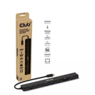 Club3D USB-C 10in1 priklopna postaja, 140W PD, 1xHDMI, 3xUSB-C, 3xUSB, 1xRJ45, črna