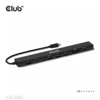 Club3D USB-C 10in1 priklopna postaja, 140W PD, 1xHDMI, 3xUSB-C, 3xUSB, 1xRJ45, črna