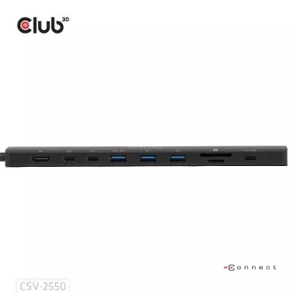 Club3D USB-C 10in1 priklopna postaja, 140W PD, 1xHDMI, 3xUSB-C, 3xUSB, 1xRJ45, črna