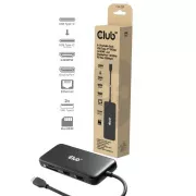 Club3D Priključna postaja USB-C 8v1, 1xHDMI, 1xDP, 1xUSB-C, 2xUSB, 1xRJ45, črna