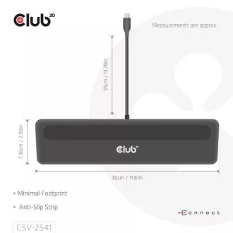 Club3D Priključna postaja USB-C 12v1, 2xHDMI, 1xDP, 2xUSB-C, 3xUSB, 1xRJ45, 1x3,5 mm, črna