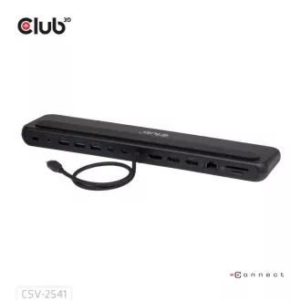 Club3D Priključna postaja USB-C 12v1, 2xHDMI, 1xDP, 2xUSB-C, 3xUSB, 1xRJ45, 1x3,5 mm, črna