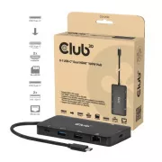 Club3D Priključna postaja USB-C 9v1, 2xHDMI, 1xUSB-C, 1xUSB-C PD, 2xUSB, 1xRJ45, microSD/SD, črna