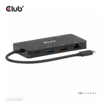 Club3D Priključna postaja USB-C 9v1, 2xHDMI, 1xUSB-C, 1xUSB-C PD, 2xUSB, 1xRJ45, microSD/SD, črna