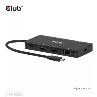 Club3D Priključna postaja USB-C 9v1, 2xHDMI, 1xUSB-C, 1xUSB-C PD, 2xUSB, 1xRJ45, microSD/SD, črna