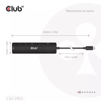 Club3D Priključna postaja USB-C 7in1, 1xHDMI, 1xUSB-C PD, 2xUSB, 1xRJ45, microSD/SD, črna