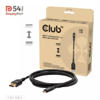 Club3D dvosmerni kabel USB-C na DisplayPort 2.1 DP54, 8K120Hz, 4K480Hz, 2 m