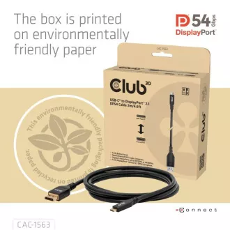 Club3D dvosmerni kabel USB-C na DisplayPort 2.1 DP54, 8K120Hz, 4K480Hz, 2 m