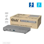 Club3D Hub Thunderbolt 5 5v1, 3x USB-C TB5, 1x USB-A, 1x8K60Hz, 3x 5K60Hz, certifikat Thunderbolt Share, 180 W
