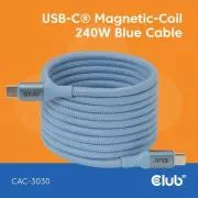 Club3D Magnetni kabel USB-C, 240W PD3.1, 480 Mb/s, 2 m, modri