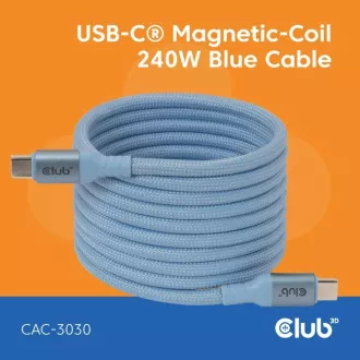 Club3D Magnetni kabel USB-C, 240W PD3.1, 480 Mb/s, 2 m, modri