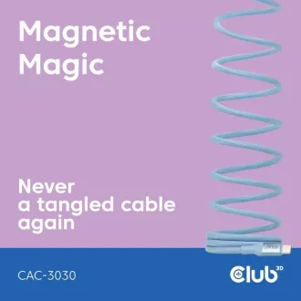Club3D Magnetni kabel USB-C, 240W PD3.1, 480 Mb/s, 2 m, modri