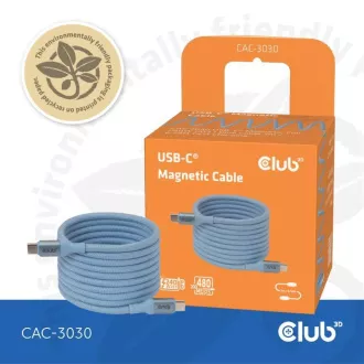 Club3D Magnetni kabel USB-C, 240W PD3.1, 480 Mb/s, 2 m, modri