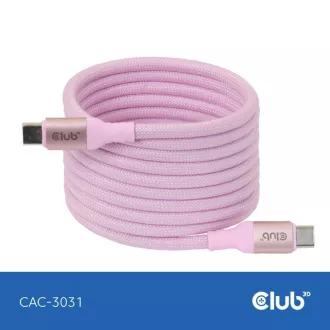 Club3D Magnetni kabel USB-C, 240W PD3.1, 480 Mb/s, 2 m, roza