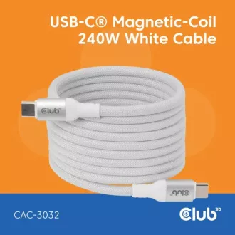 Club3D Magnetni kabel USB-C, 240W PD3.1, 480 Mb/s, 2 m, bel