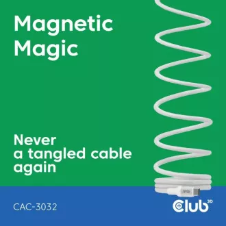 Club3D Magnetni kabel USB-C, 240W PD3.1, 480 Mb/s, 2 m, bel
