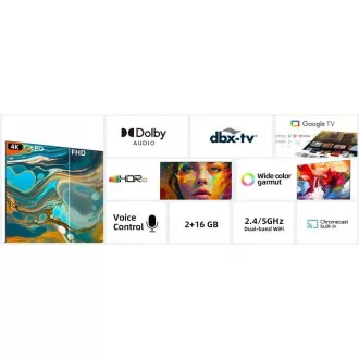 Televizor CHiQ U55QM8E 55", UHD, QLED, pametni, Google TV, dbx-tv, Dolby Audio, brez okvirja