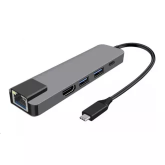 WG - HUB Type-C 4 v1, HDMI   RJ45   USB3.0, aluminij