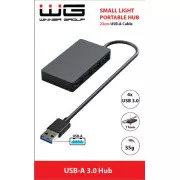 WG - HUB USB-A do 4x USB-A, USB 3.0, 5Gbps, črn
